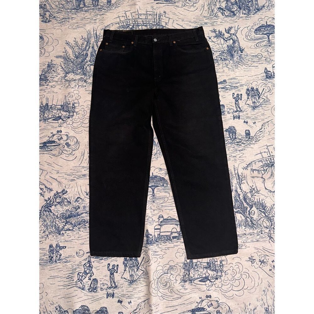 Excellent Condition Levi's 505 Jeans Regular Fit Straight Stretch Black Men's Si